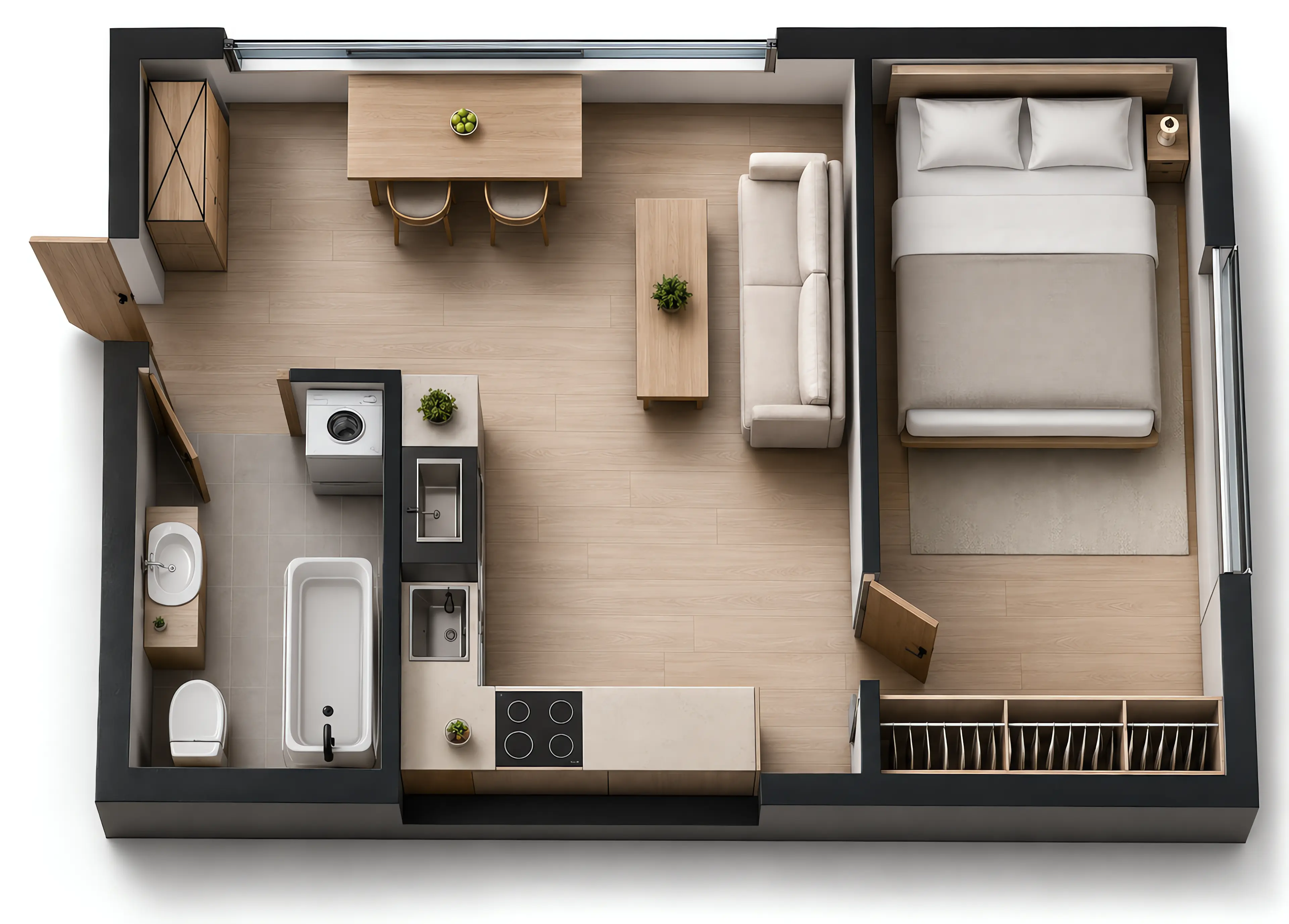 Same floor plan rendered in 3D